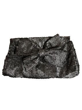 Moyna Womens Silver Beaded Envelope Clutch Handbag Purse